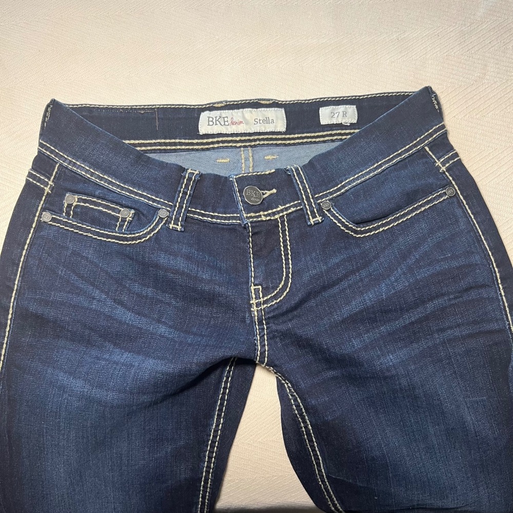 BKE Stella Low Rise Bootcut Jeans Dark Wash Y2K Denim 27R 7.5" Rise 2000s Jeans